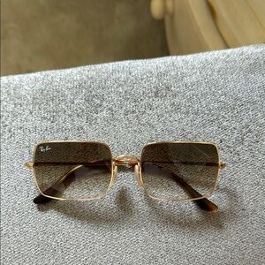 Ray-Ban Gold and Brown Aviator Sunglasses